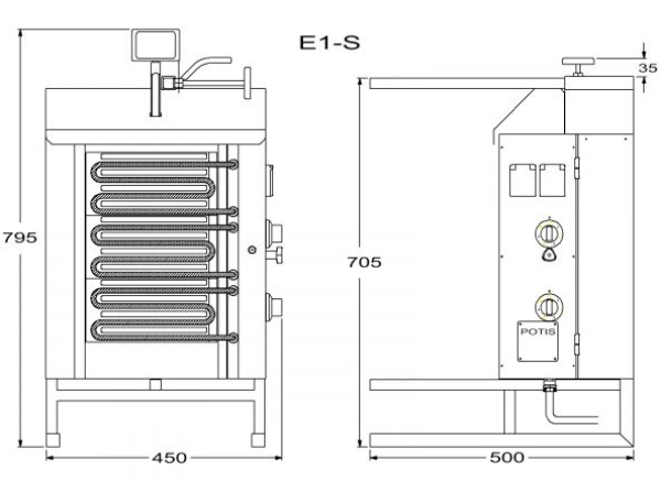 Potis E1 Dönergrill / Gyrosgrill