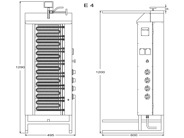 Potis E4 Dönergrill / Gyrosgrill