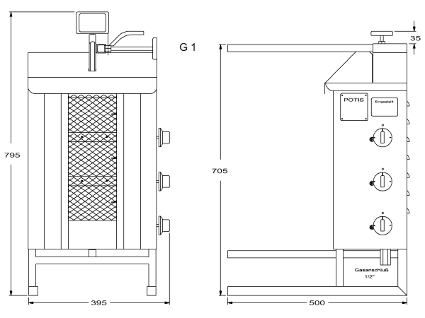 Potis G1 Dönergrill / Gyrosgrill