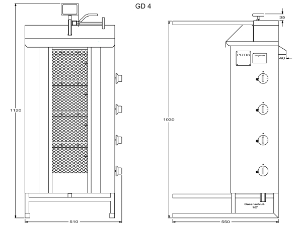 Potis GD4 Dönergrill / Gyrosgrill