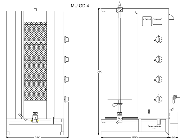 Potis MU-GD4 Dönergrill / Gyrosgrill